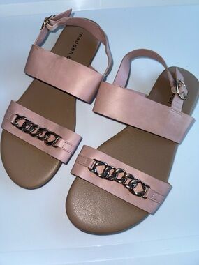 Madden Girl Blush Pink Chain-Accent Slingback Sandals